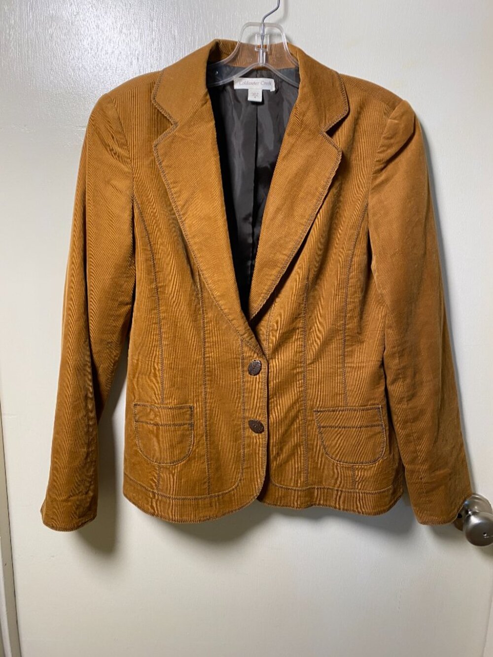 Coldwater Creek Rust Corduroy Blazer Jacket Size 4 Leaf Buttons Cotton Lined - Picture 3 of 13